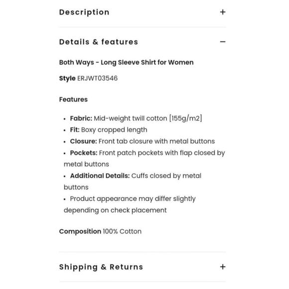 ROXY Both Ways Plaid Long Sleeve Cropped Button Up in Blue, sz Large - Picture 12 of 16